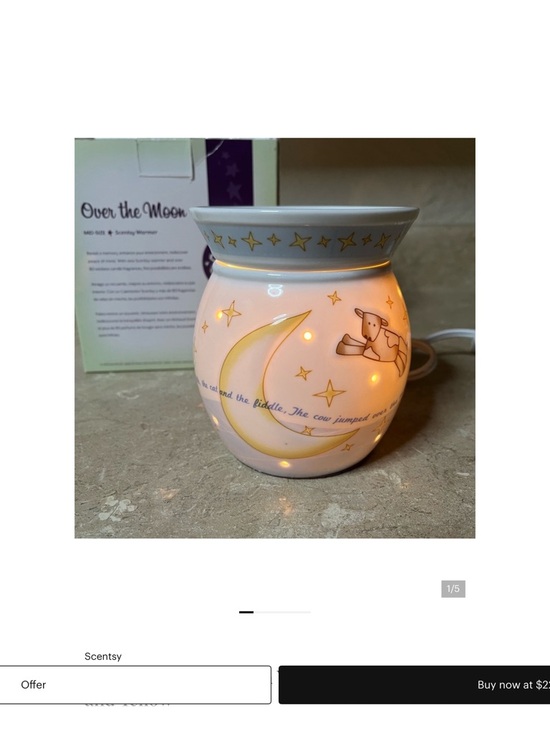 Scentsy Other - Scentsy Over the Moon Ceramic Wax Warmer in White with Moon Motif